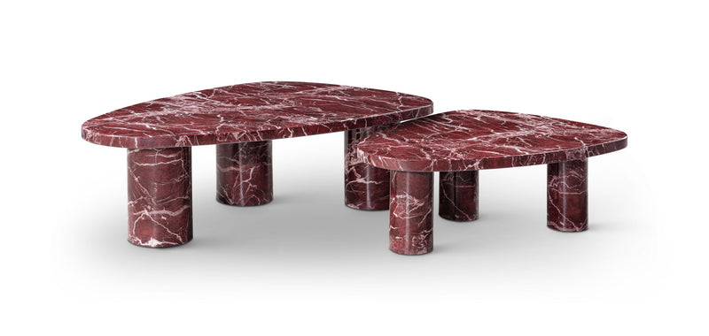 Marble Triangular End Table - Red