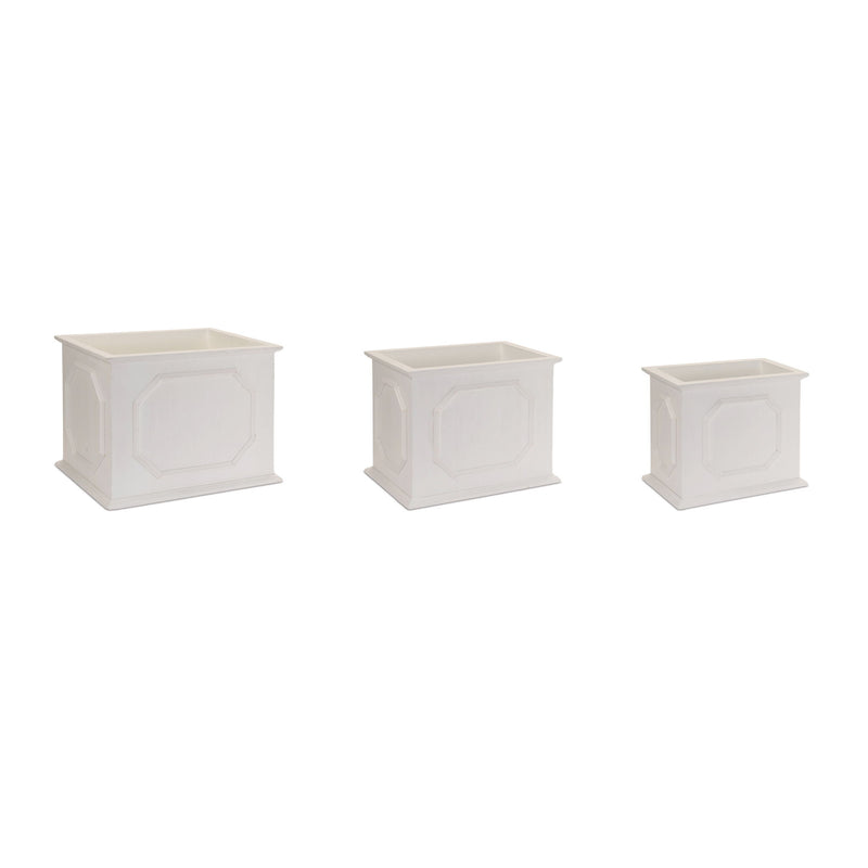 Geometric Rectangular Planter Boxes (Set of 3) - White
