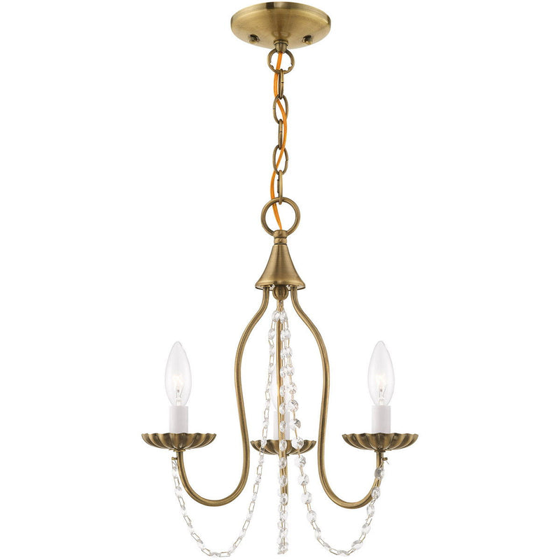 17'' Three Light Dimmable Chandelier With Shades - Antiqued Brass