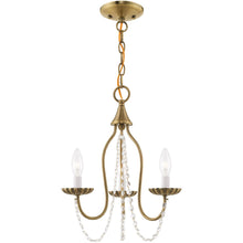Load image into Gallery viewer, 17'' Three Light Dimmable Chandelier With Shades - Antiqued Brass

