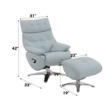 Load image into Gallery viewer, Janella - Top Grain Leather Accent Chair With Swivel &amp; Ottoman - Baby Blue
