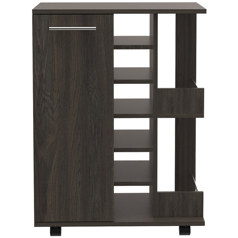 Rolling Dining Room Bar Cart With Wine Storage - Espresso
