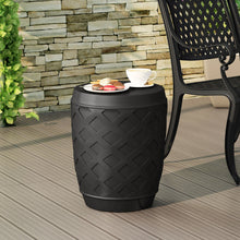 Load image into Gallery viewer, Outdoor Side Table With Lattice Design And Round Top - Black
