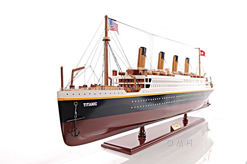1912 RMS Titanic Medium Boat Hand Painted Decorative Boat - Black / Red