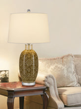 Load image into Gallery viewer, Metal Table Lamp With Off-White Empire Shade - Brown
