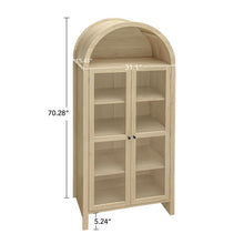 Load image into Gallery viewer, Tall Arched Kitchen Pantry, Modern Farmhouse Wood Kitchen Storage Cabinets, Arched Storage Display Cabinet With Adjustable Shelves, Versatile Cupboard For Kitchen, Dining Room - Natural
