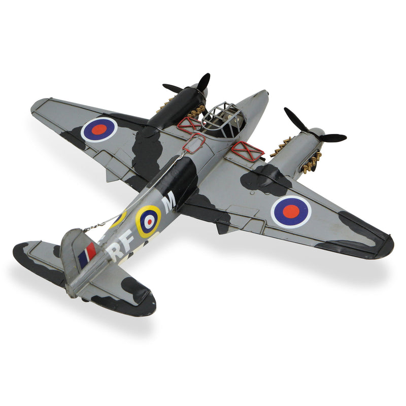 Hand Painted Model Airplane Tabletop Sculpture - Black / Gray
