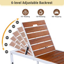 Load image into Gallery viewer, Outdoor Chaise Pool Lounge Chairs With Adjustable Backrest - Brown / White
