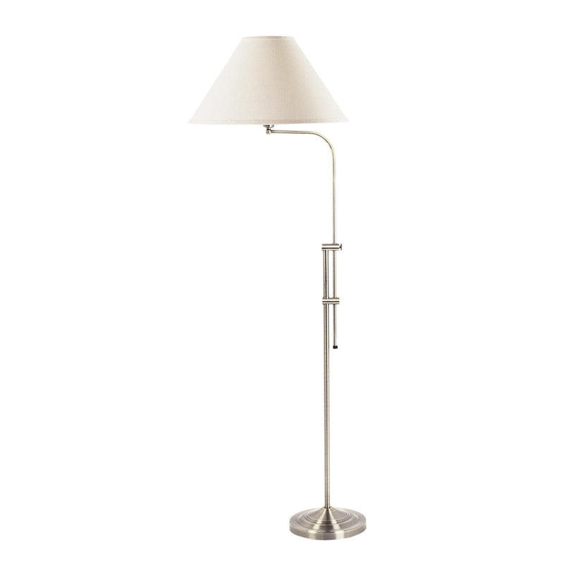 Adjustable Traditional Shaped Floor Lamp With White Empire Shade - Nickel