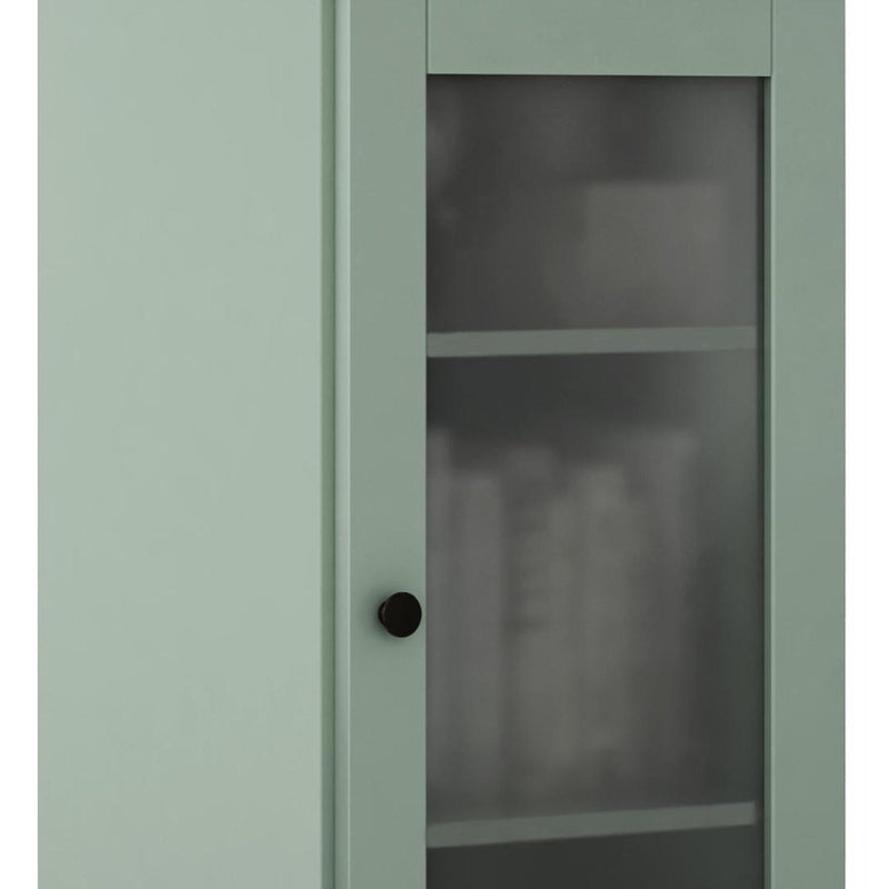 Solid Wood Adjustable Three Tier Library Bookcase With One Door (751350) - Sage