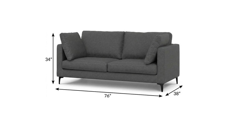 76" Fabric Sofa With Black Legs - Gray