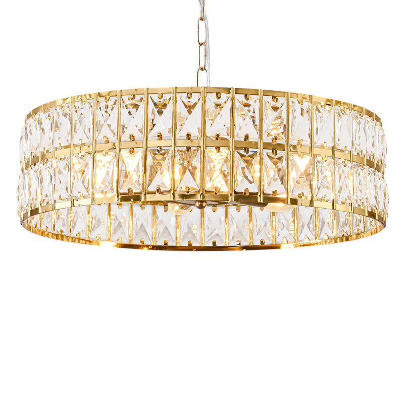 Kitchen Island Six Light Rope Beveled Flush Chandelier With Shades - Black / Gold