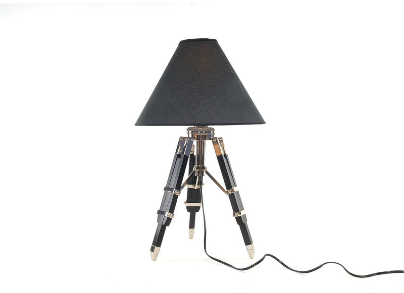 Metal Tripod Table Lamp With Black Shade - Black