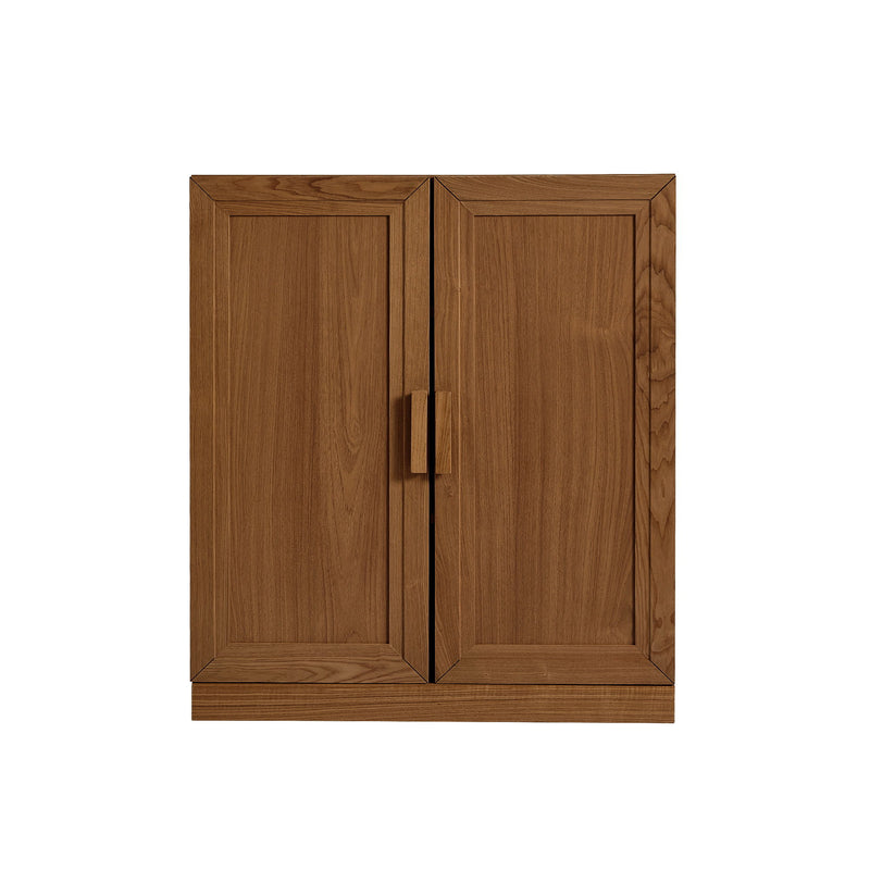 Wood Corner Accent Cabinet With Two Doors (Set of 2) - Walnut