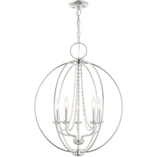 Load image into Gallery viewer, 28" Five Light Dimmable Chandelier With Shades - Silver
