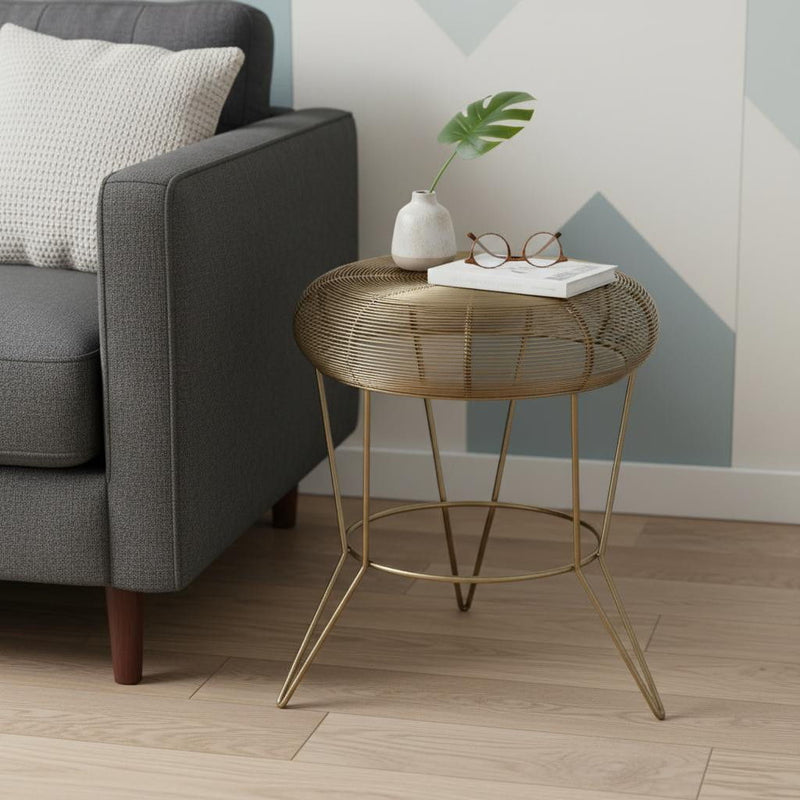 Iron Round End Table - Antique Gold