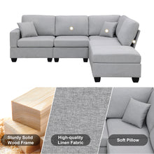 Load image into Gallery viewer, [VIDEO provided][New]89.8*60.2&quot; Modern Sectional Sofa,5-Seat Modular Couch Set with Convertible Ottoman,L-Shape Linen Fabric Corner Couch Set with 2 Pillows for Living Room,Apartment,Office, 3 Colors
