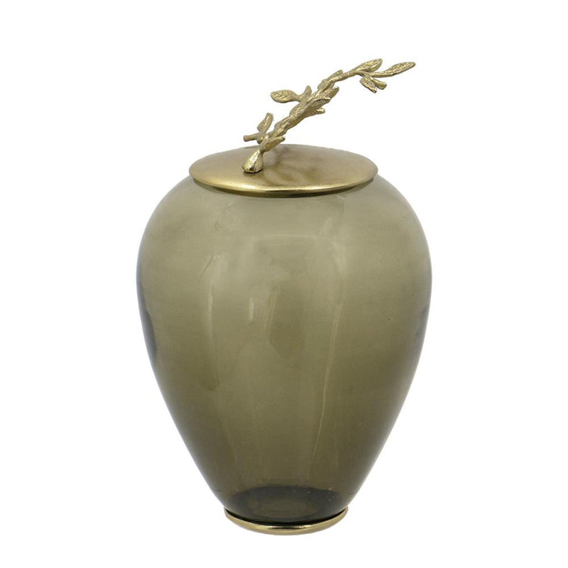 Round Ginger Jar - Dark Green / Green