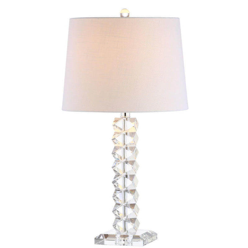 26" Novelty Table Lamp LED With Drum Shade - Clear / Pearl Silver
