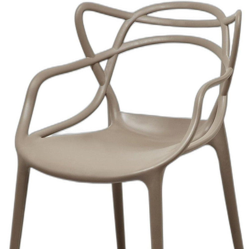 Heavy Duty Plastic Open Back Dining Arm Chairs (Set of 4) - Gray