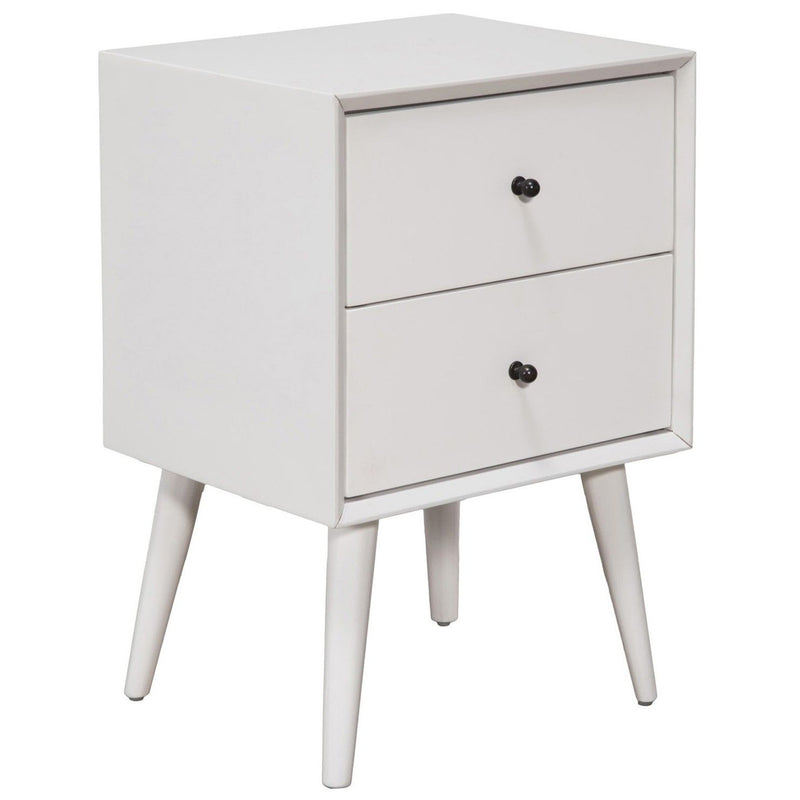 Century Modern Wood 2 Drawer Nightstand - White