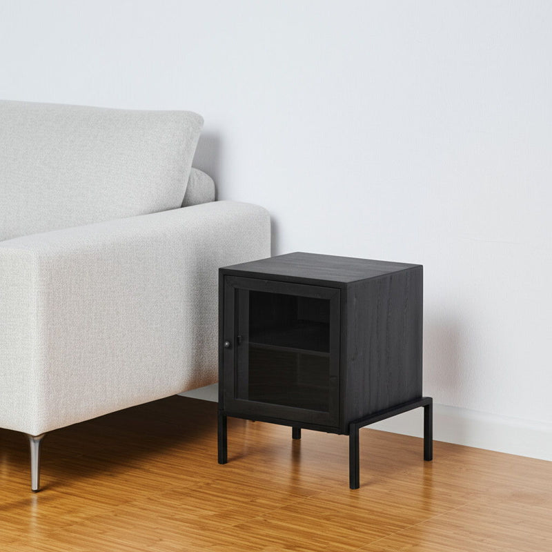 26" Solid Wood Square End Table - Black And Brown