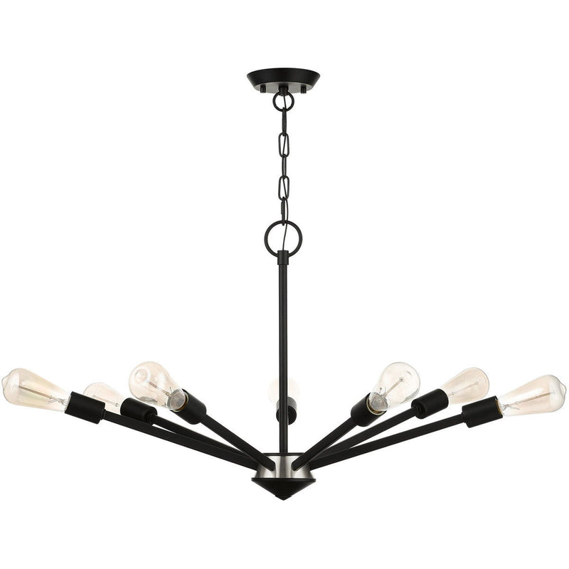 20" Seven Light Dimmable Chandelier With Shades - Black