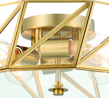 Load image into Gallery viewer, Unique Statement Four Light Metal Dimmable Flush Chandelier With Shades - Brass
