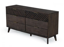 Load image into Gallery viewer, Solid Six Drawer Double Dresser - Dark Brown
