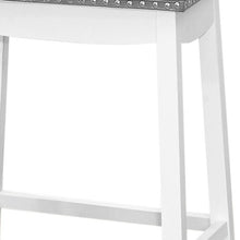 Load image into Gallery viewer, Faux Leather And Solid Wood Backless Bar Height Bar Chairs (Set of 2) - Gray And White
