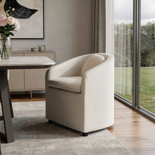 Load image into Gallery viewer, Chenille Wing Back Dining Side Chair With Wheels - Beige
