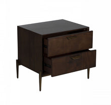 Load image into Gallery viewer, Two Drawers Solid Wood Nightstand - Brass
