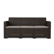 Load image into Gallery viewer, Outdoor 3 Seater Rattan Sofa With Water Resistant Cushions
