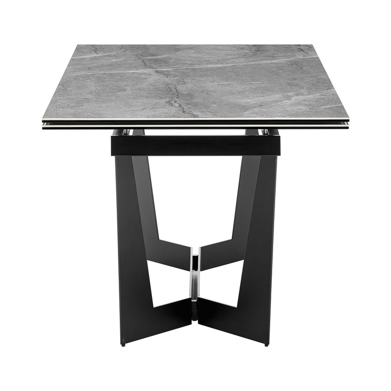 94" Ceramic And Steel Trestle Base Dining Table - Gray