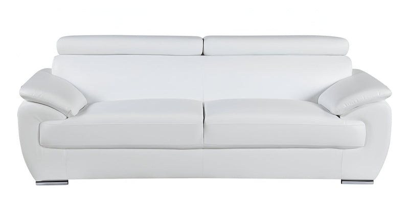 Leather Sofa With Silver Legs - White