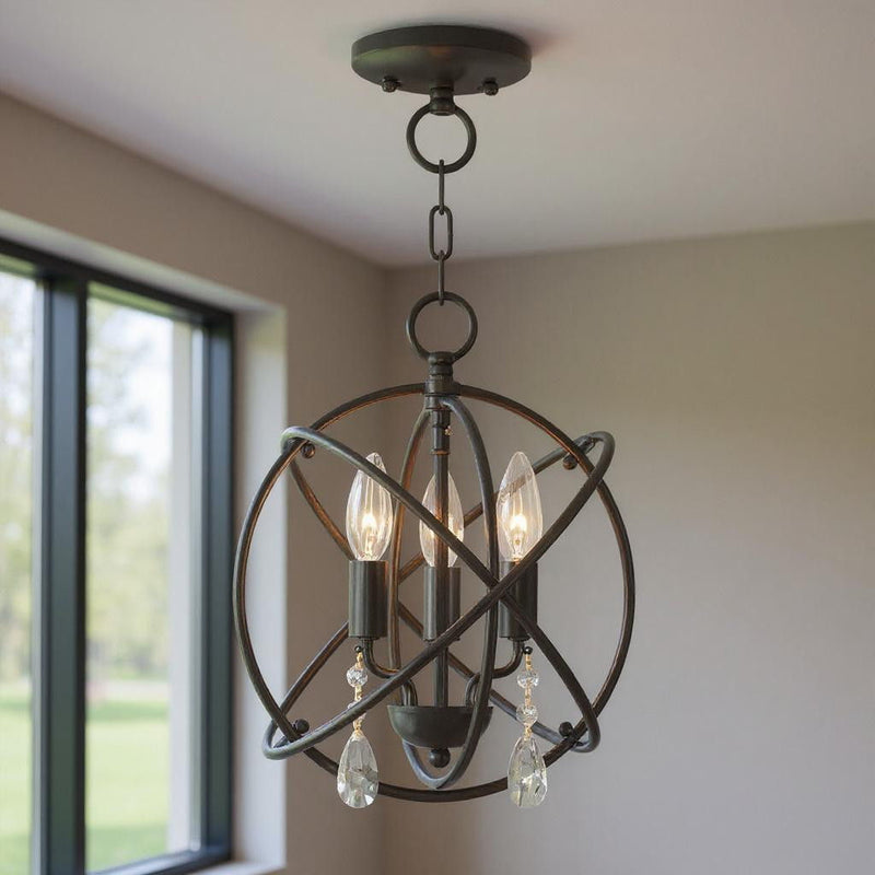 14" Three-Light Dimmable Chandelier With Shades - Bronze
