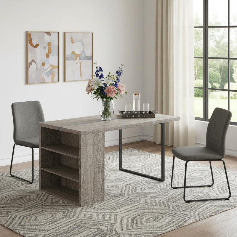 Wood Iron Sled Base Dining Table - Gray / Black