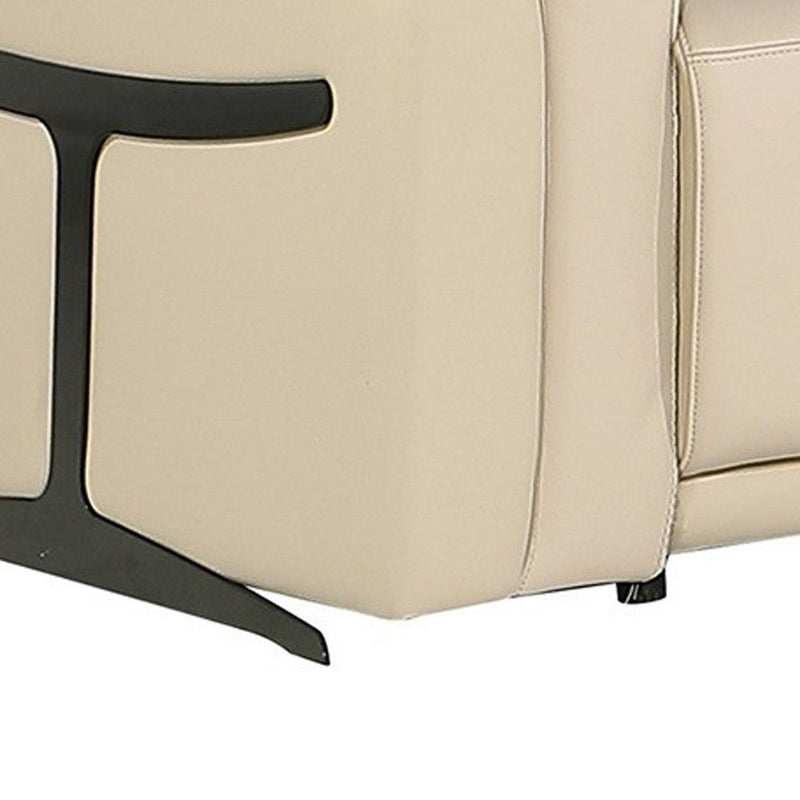 Italian Leather Modular L Shaped Eight Piece Corner Sectional With Console - Beige