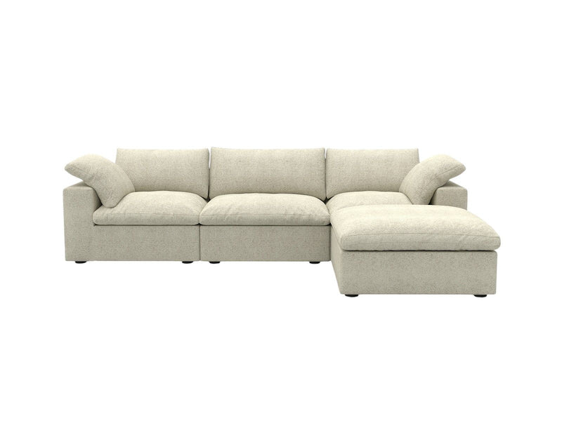 Two Piece Living Room Set Blend Modular Sofa With Ottoman Storage - Khaki