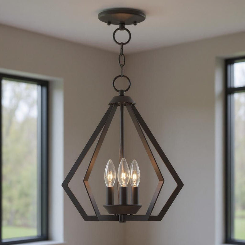 16" Three-Light Dimmable Chandelier With Shades - Bronze