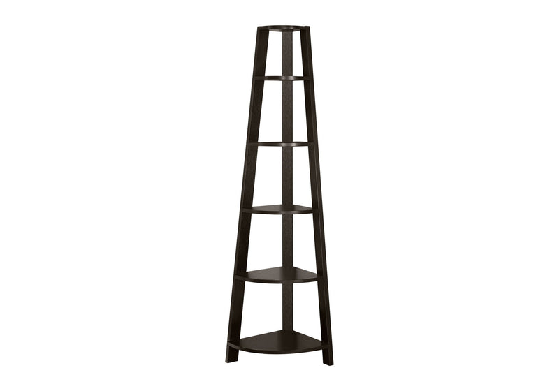 Five Tier Corner Bookcase - Espresso