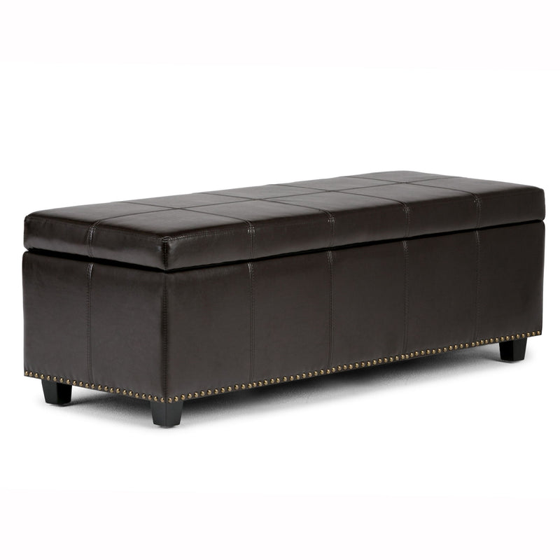 Coffee Upholstery Storage Ottoman - Dark Brown