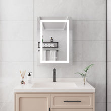 Load image into Gallery viewer, 20 X 28" Bathroom Medicine Cabinet With Mirror Wall Mounted LED Bathroom Mirror Cabinet With Lights, Anti-Fog, Waterproof, Dimmable, 3000K~6000K, Single Door, Touch Swich, Storage Shelves - Silver
