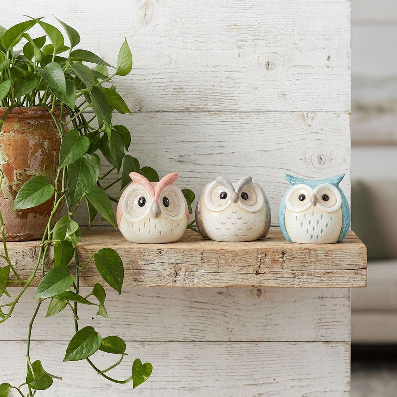 Owl Figurine (Set of 3) - Blue / Gray