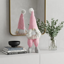 Load image into Gallery viewer, Fabric Christmas Standing Gnome Tabletop Sculpture (493007) - Pink / White
