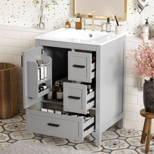 Load image into Gallery viewer, Bathroom Vanity With Sink, Soft Close Door, Double Layer Door Shelf And 3 Drawers - Gray
