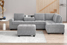 Load image into Gallery viewer, Orisfur. Modern Sectional Sofa with Reversible Chaise, L Shaped  Couch Set with Storage Ottoman and Two Cup Holders for Living Room
