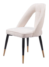 Load image into Gallery viewer, Upholstered Faux Fur Open Back Dining Side Chair - Ivory / Black / Gold
