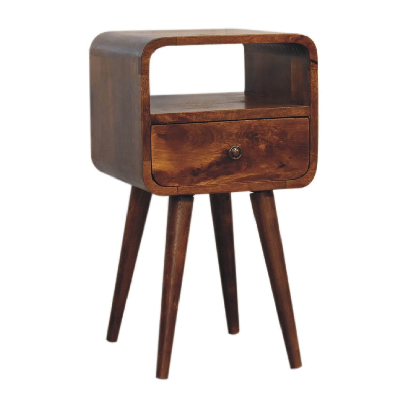 22" Solid Wood Square One Drawer Nightstand - Chestnut