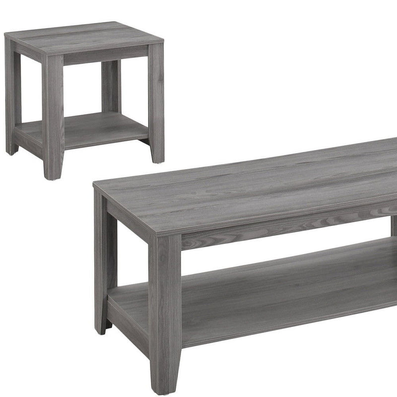 42" Coffee Table With Shelf (Set of 3) - Gray